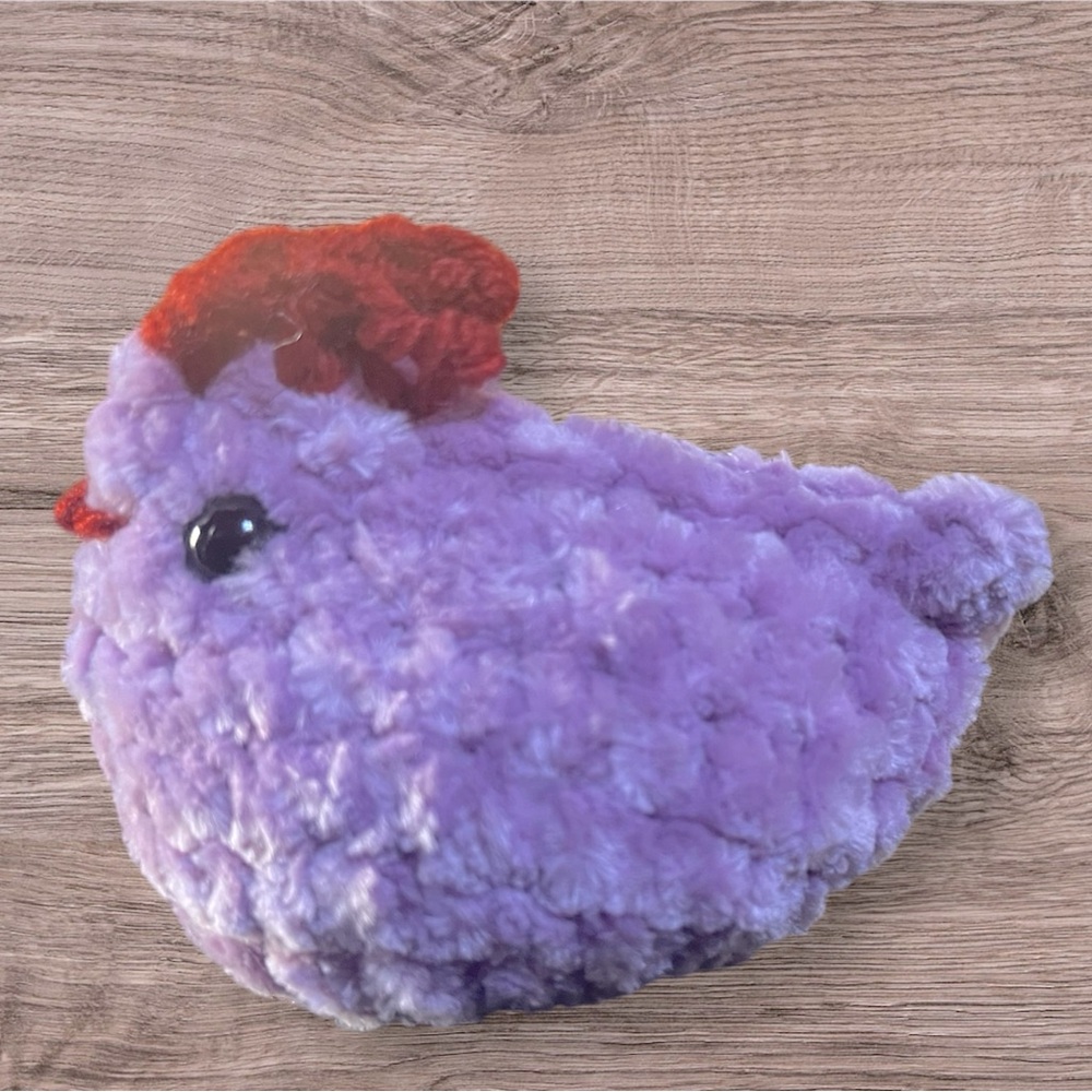 Purple mini crochet chicken